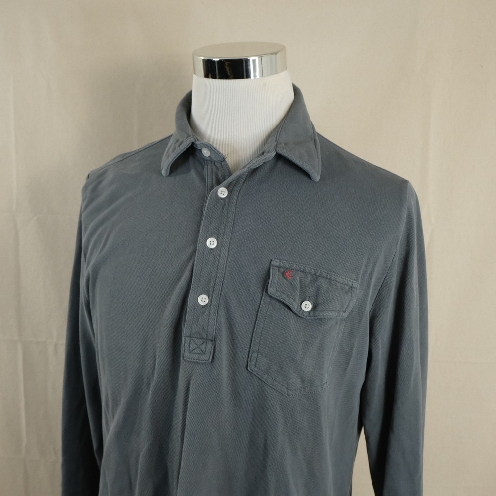 Criquet Large Polo Shirt Gray Long Sleeve 100% Organic Cotton Casual Golf Mens